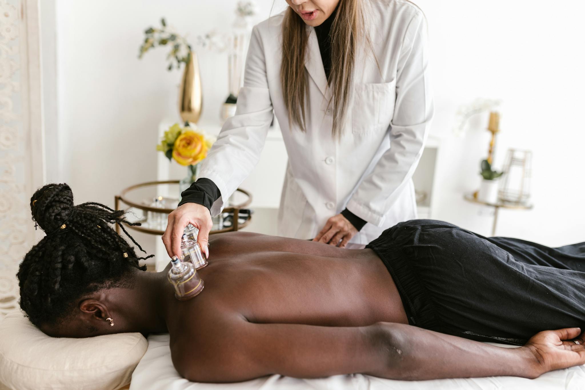 A Man Having Cupping therapy