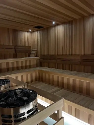 Cedar sauna room at Saunic, 665 Stafford St, Winnipeg